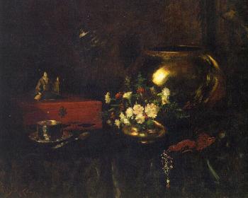William Merritt Chase : Still Life with Brass Bowl